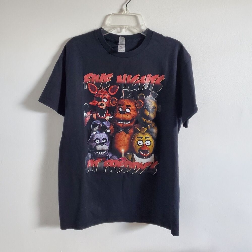 Five Nights at Freddy's Black Graphic T-Shirt Size M